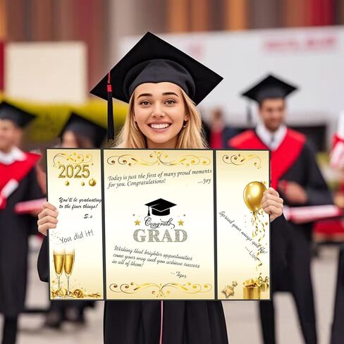 2025 Graduation Guest Book Alternative, Black Gold Class of 2025 Graduation Party Decorations, Graduation Signature Sign Book Congrats Grad Certificate Card Board College High School Unique Gifts in Saudi Arabia