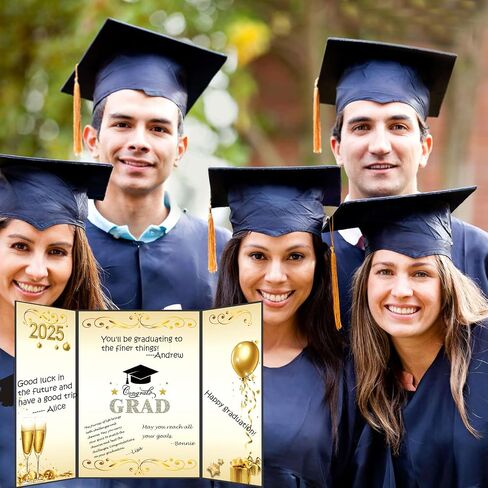 2025 Graduation Guest Book Alternative, Black Gold Class of 2025 Graduation Party Decorations, Graduation Signature Sign Book Congrats Grad Certificate Card Board College High School Unique Gifts in Saudi Arabia