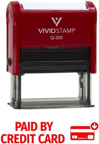 Vivid Stamp Paid by Credit Card Business Self-Inking Rubber Stamps (Red Ink) - Q-200 (2 Pack) in Kuwait