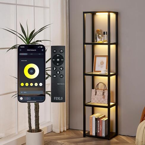 FENLO LED Glass Display Cabinet – Dimmable Lighted Furniture for Bedroom, Living Room, or Office – Glass Curio Cabinet Shelf Lamp with App + Remote Control + Adjustable Lighting Fantasy Lite in Saudi Arabia