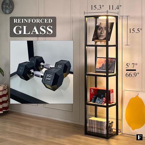 FENLO LED Glass Display Cabinet – Dimmable Lighted Furniture for Bedroom, Living Room, or Office – Glass Curio Cabinet Shelf Lamp with App + Remote Control + Adjustable Lighting Fantasy Lite in Saudi Arabia