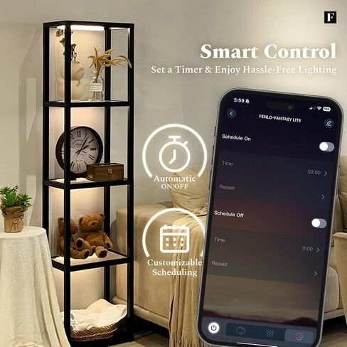 FENLO LED Glass Display Cabinet – Dimmable Lighted Furniture for Bedroom, Living Room, or Office – Glass Curio Cabinet Shelf Lamp with App + Remote Control + Adjustable Lighting Fantasy Lite in Saudi Arabia