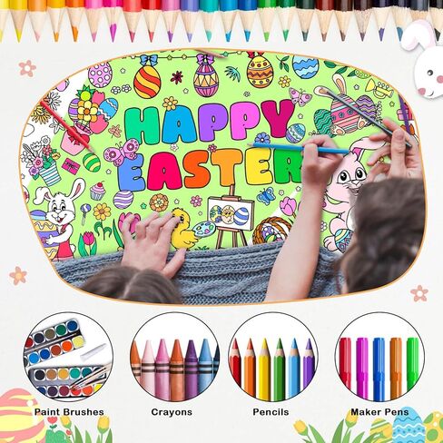 Artlunar Kids Easter Stains Stuffers Homes Happy Easter Giant Coloring Poster & Tablecloth - 31 × 72 بوصة لافتة تلوين الورق Jumbo للحرف والأنشطة والألعاب والحفلات وديكور الفصول الدراسية in Kuwait