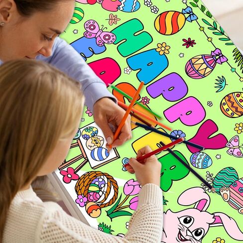 Artlunar Kids Easter Stains Stuffers Homes Happy Easter Giant Coloring Poster & Tablecloth - 31 × 72 بوصة لافتة تلوين الورق Jumbo للحرف والأنشطة والألعاب والحفلات وديكور الفصول الدراسية in Kuwait