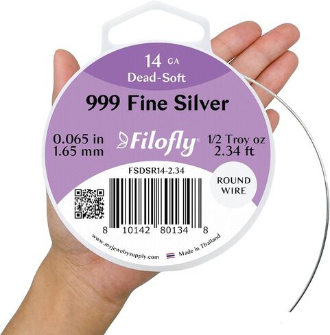 14 Gauge, 999 Fine Silver Wire, Dead Soft, Round, 1/2 Troy oz (2.34 FT) in Kuwait