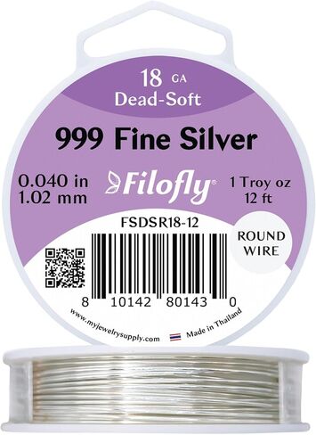14 Gauge, 999 Fine Silver Wire, Dead Soft, Round, 1/2 Troy oz (2.34 FT) in Kuwait