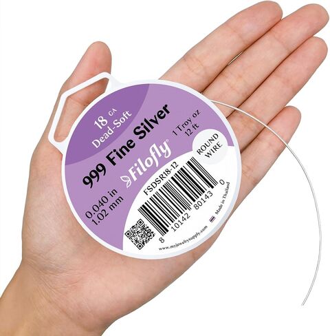 14 Gauge, 999 Fine Silver Wire, Dead Soft, Round, 1/2 Troy oz (2.34 FT) in Kuwait