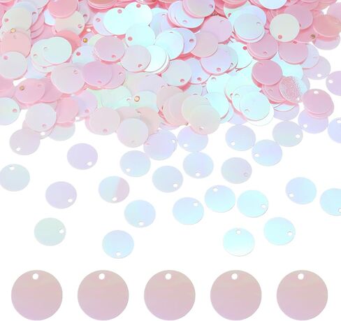 uxcell 1250 PCS Flat Round Sequins, 10mm/0.4 Inch Large Sequins for Craft Resin Gradient AB Light Pink Loose Sequins Paillettes with Single Holes for DIY Crafts Sewing Embroidery Clothing in Saudi Arabia