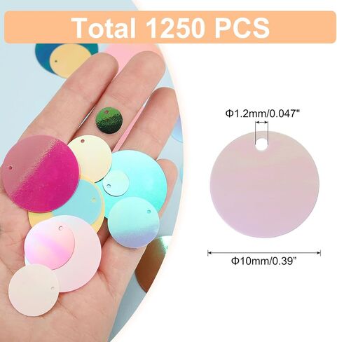 uxcell 1250 PCS Flat Round Sequins, 10mm/0.4 Inch Large Sequins for Craft Resin Gradient AB Light Pink Loose Sequins Paillettes with Single Holes for DIY Crafts Sewing Embroidery Clothing in Saudi Arabia