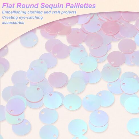 uxcell 1250 PCS Flat Round Sequins, 10mm/0.4 Inch Large Sequins for Craft Resin Gradient AB Light Pink Loose Sequins Paillettes with Single Holes for DIY Crafts Sewing Embroidery Clothing in Saudi Arabia