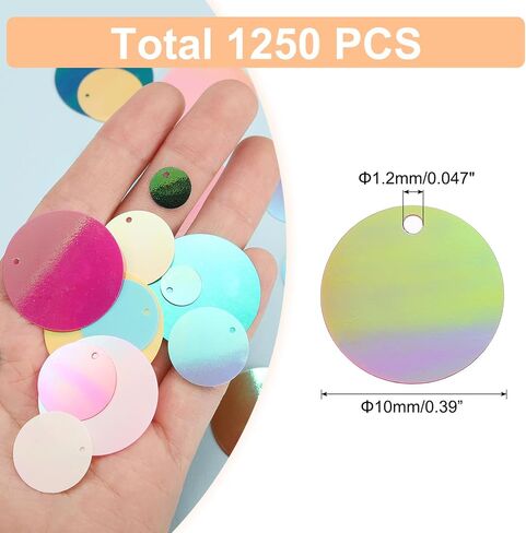 uxcell 1250 PCS Flat Round Sequins, 10mm/0.4 Inch Large Sequins for Craft Resin Gradient AB Light Pink Loose Sequins Paillettes with Single Holes for DIY Crafts Sewing Embroidery Clothing in Saudi Arabia