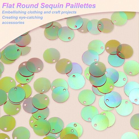 uxcell 1250 PCS Flat Round Sequins, 10mm/0.4 Inch Large Sequins for Craft Resin Gradient AB Light Pink Loose Sequins Paillettes with Single Holes for DIY Crafts Sewing Embroidery Clothing in Saudi Arabia