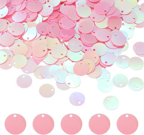 uxcell 1250 PCS Flat Round Sequins, 10mm/0.4 Inch Large Sequins for Craft Resin Gradient AB Light Pink Loose Sequins Paillettes with Single Holes for DIY Crafts Sewing Embroidery Clothing in Saudi Arabia
