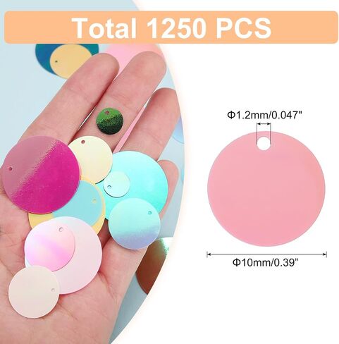 uxcell 1250 PCS Flat Round Sequins, 10mm/0.4 Inch Large Sequins for Craft Resin Gradient AB Light Pink Loose Sequins Paillettes with Single Holes for DIY Crafts Sewing Embroidery Clothing in Saudi Arabia