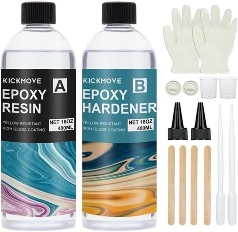Epoxy Resin with Pumps- Crystal Clear Epoxy Resin Kit, No Yellowing and Bubble Free Casting Resin for Art Crafts, Jewelry Making, Wood & Resin Molds,Self Leveling Easy Mix 1:1 in Kuwait
