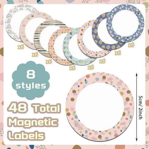 Tondiamo 48 Pcs Numbers Magnetic Accents Round Whiteboard Magnets for Classroom Colorful Circle Blank Magnets Labels, 8 Colors (Simple Style) in Saudi Arabia