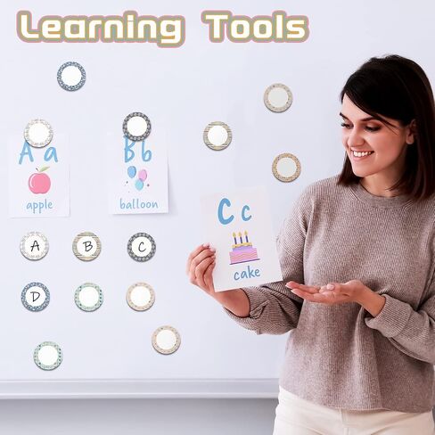 Tondiamo 48 Pcs Numbers Magnetic Accents Round Whiteboard Magnets for Classroom Colorful Circle Blank Magnets Labels, 8 Colors (Simple Style) in Saudi Arabia
