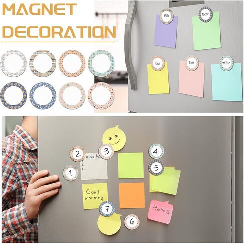 Tondiamo 48 Pcs Numbers Magnetic Accents Round Whiteboard Magnets for Classroom Colorful Circle Blank Magnets Labels, 8 Colors (Simple Style) in Saudi Arabia