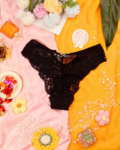 Banamic Sexy Underwear for Women Floral Lace Panties Low waist Thong Cheeky Briefs in Saudi Arabia