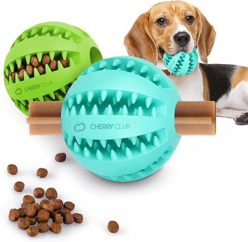 Puppy Teething Chew Toy Balls: Interactive Treat Dispensing Dog Toys Ball Rubber Chewing Enrichment Toys for Boredom Puppy Teething Chew Toys - 2pack (Light Blue and Green) in Saudi Arabia