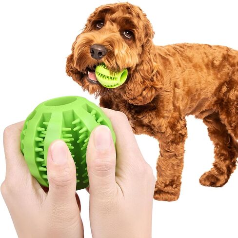 Puppy Teething Chew Toy Balls: Interactive Treat Dispensing Dog Toys Ball Rubber Chewing Enrichment Toys for Boredom Puppy Teething Chew Toys - 2pack (Light Blue and Green) in Saudi Arabia