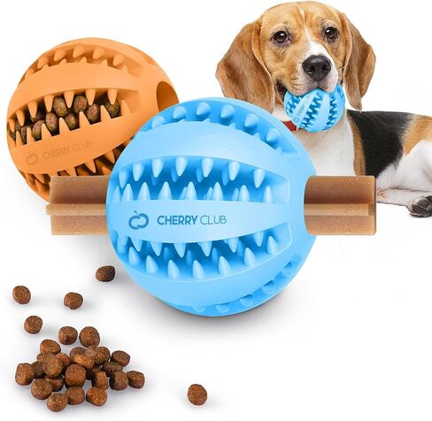 Puppy Teething Chew Toy Balls: Interactive Treat Dispensing Dog Toys Ball Rubber Chewing Enrichment Toys for Boredom Puppy Teething Chew Toys - 2pack (Light Blue and Green) in Saudi Arabia