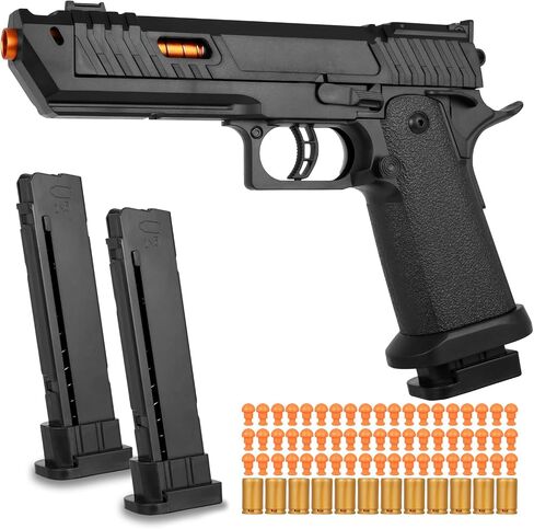 Soft Bullet Toy Gun Shell Ejecting with 120 Bullets, Rapid-fire Realistic Toy Gun for Boys, Shooting Game Toy Pistol Model Gun, Christmas Birthday Gifts for Boys Girls Age 6+ (Black) in Saudi Arabia