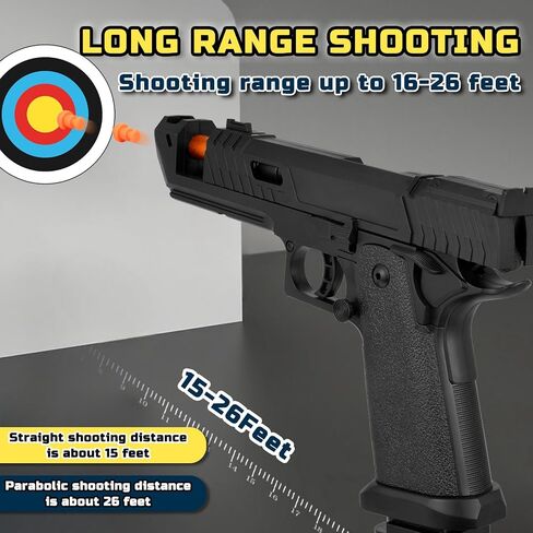 Soft Bullet Toy Gun Shell Ejecting with 120 Bullets, Rapid-fire Realistic Toy Gun for Boys, Shooting Game Toy Pistol Model Gun, Christmas Birthday Gifts for Boys Girls Age 6+ (Black) in Saudi Arabia