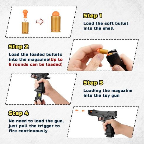 Soft Bullet Toy Gun Shell Ejecting with 120 Bullets, Rapid-fire Realistic Toy Gun for Boys, Shooting Game Toy Pistol Model Gun, Christmas Birthday Gifts for Boys Girls Age 6+ (Black) in Saudi Arabia