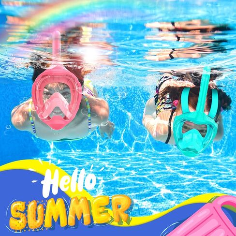 Snorkel Mask, Full Face Snorkel Mask,Snorkeling Gear for Kids,Diving Mask, Mask and Snorkel,180 Degree Panoramic View Anti-Leak Anti-Fog in Kuwait