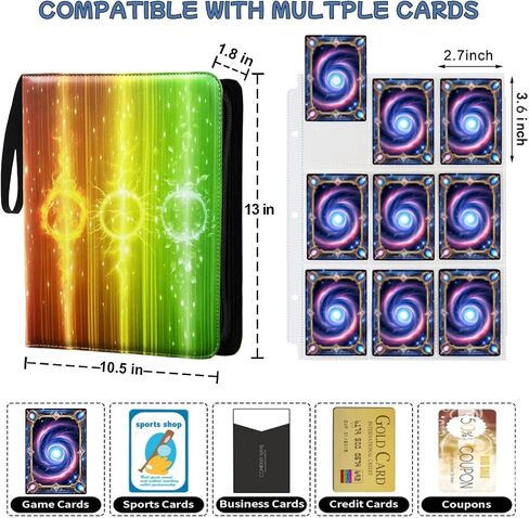 Premium Card Binder 9 Pocket ، 900 Abomets Trading Card Prolders Collector Abrum مع Zipper و 50 من الأكمام القابلة للإزالة ، متوافقة مع بطاقات الألعاب الرياضية in Kuwait