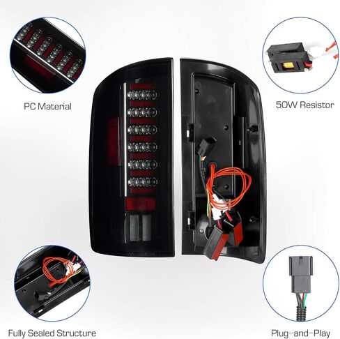 LED Tail Lights Fit for Dodge Ram 1500 2002-2006,Fit for Dodge Ram 2500 3500 2003-2006,Black Housing Smoke Lens in Kuwait