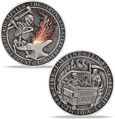 Dumpster Fire Challenge Coin, Funny Employee Appreciation Gift, Team Recognition Token, Motivational Office Award, Corporate Farewell Keepsake for Coworkers, Flame Meme Design in Saudi Arabia