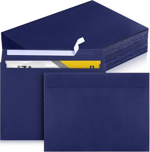 100 Pcs 9 x 12 Open End Booklet Envelope 80 lb 120gsm Catalog Envelopes with Closure for Mailing Catalog Financial Document Magazine Pamphlet Business(Navy) in Saudi Arabia