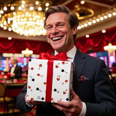 RUSPEPA Poker Wrapping Paper Roll, Mini Roll, Red Black Playing Card Suit Design, Funny Gamble Gift Wrap Paper Perfect for Casino-Themed Party, Poker Night and Card Game Lovers, 17 Inches X 16.4 Feet in Kuwait