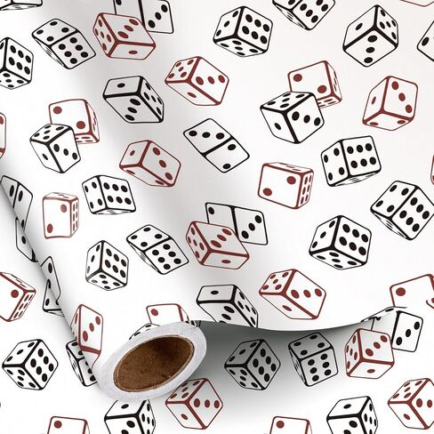 RUSPEPA Poker Wrapping Paper Roll, Mini Roll, Red Black Playing Card Suit Design, Funny Gamble Gift Wrap Paper Perfect for Casino-Themed Party, Poker Night and Card Game Lovers, 17 Inches X 16.4 Feet in Kuwait