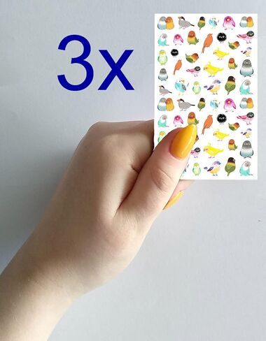 Nail Stickers Decal Transfers (5 Sheets) FLONZNAIL Cute Small Parrots Birds Vintage Watercolor Illustration in Saudi Arabia