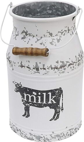 Large Antique Gold Galvanized Milk Can Vintage Country Style Farmhouse Vase Primitive Flower Holder for Home Office Wedding Decor,8.5" in Kuwait