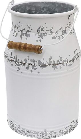 Large Antique Gold Galvanized Milk Can Vintage Country Style Farmhouse Vase Primitive Flower Holder for Home Office Wedding Decor,8.5" in Kuwait