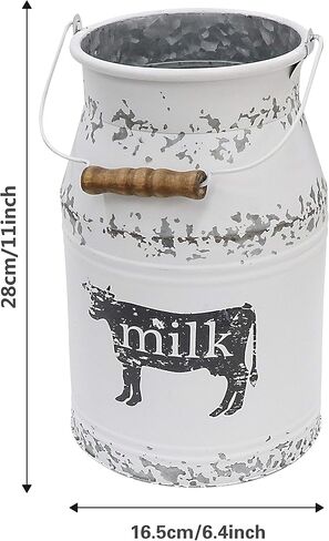 Large Antique Gold Galvanized Milk Can Vintage Country Style Farmhouse Vase Primitive Flower Holder for Home Office Wedding Decor,8.5" in Kuwait