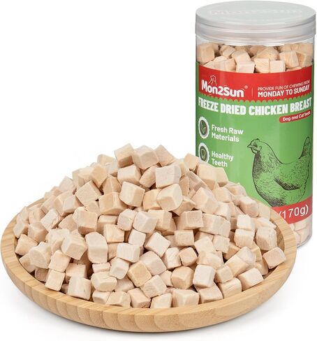 MON2SUN Freeze Dried Chicken Cat and Dog Treats, Single Ingredient Natural and Healthy Dog Snacks, High Protein Training Treats & Food Topper, 6oz in Kuwait