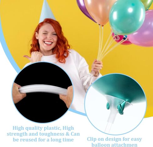 20 Pcs Balloon Sticks, Long Plastic Balloon Sticks With Bases, Balloon Holder Sticks Balloon Weights for Tying Balloon Arch Anniversary, Birthday, Parties, Wedding Decorations(Transparent) in Saudi Arabia