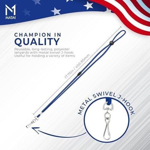 Mata1-USA Adjustable Safety Lanyard (Blue, 36 Inch, 100 Pack, Polypropylene), ID Badge Lanyards in Bulk, Card Holder Detachable Lanyard in Saudi Arabia