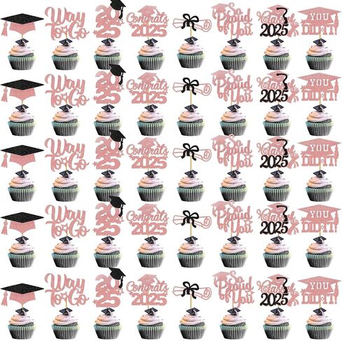 Graduation Cupcake Toppers 2025 Graduation Decorations Class of 2025 Cupcake Picks Grad Cupcake Toppers 2025 Congrats Party Decorations 2025 (40Pcs Purple Glitter) in Kuwait