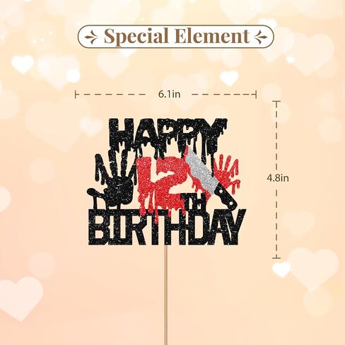 Killer Happy 12th Birthday Cake Topper, Zombie Bloody Friday Cake Decor, Black Glitter Have A Killer Birthday Cake Topper for kids, Horror Themed 12 Years Old Party Decorations in Saudi Arabia