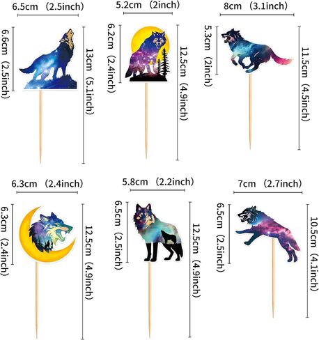 Ercadio 24 PCS Black Wolf Cupcake Toppers Silhouette Black Glitter Cupcake Topper Wolf Cupcake Decoration Picks Animal Theme for Baby Shower Kids Birthday Party Decoration Supplies in Saudi Arabia