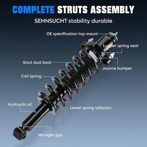 Front Complete Coil Spring Strut Shock Absorber Fit for Dodge Caliber 2007-2012, for Jeep Compass and patriot 2007-2016, Pair of Hydraulic Spring Strut Shock Absorber Replace for 172367, 172368 in Saudi Arabia
