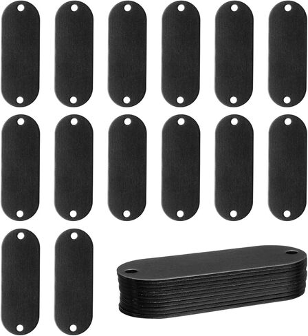 uxcell 24Pcs Aluminum Engraving Blanks Tags, Metal Blank Tags Stamping Oval with 2 Holes Blank Bulk Dog Tag for DIY Personalized Pet Tag Number Tag, Black in Kuwait