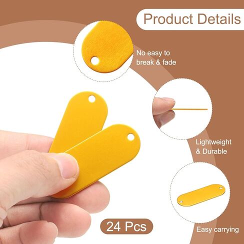 uxcell 24Pcs Aluminum Engraving Blanks Tags, Metal Blank Tags Stamping Oval with 2 Holes Blank Bulk Dog Tag for DIY Personalized Pet Tag Number Tag, Black in Saudi Arabia
