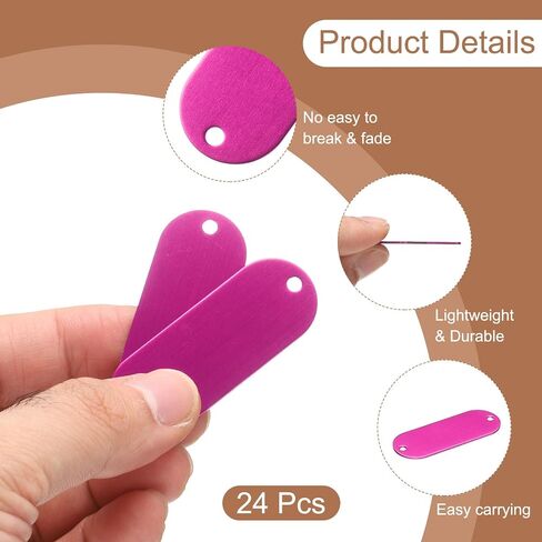 uxcell 24Pcs Aluminum Engraving Blanks Tags, Metal Blank Tags Stamping Oval with 2 Holes Blank Bulk Dog Tag for DIY Personalized Pet Tag Number Tag, Black in Saudi Arabia